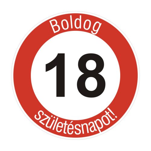 fa 18-as sebességkorlátozó szülinapi Kresz tábla - többféle szöveggel