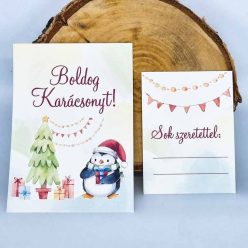 fa Karácsonyi üvegcímke - Pingvin