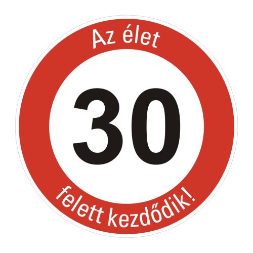 fa 30-as sebességkorlátozó szülinapi Kresz tábla - többféle szöveggel