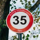 Boldog 35. születésnapot! sebességkorlátozó szülinapi tábla  - NÉVVEL