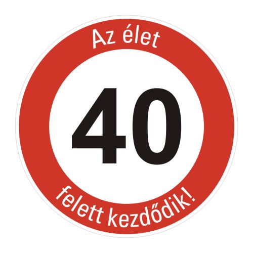 fa 40-es sebességkorlátozó szülinapi Kresz tábla - többféle szöveggel