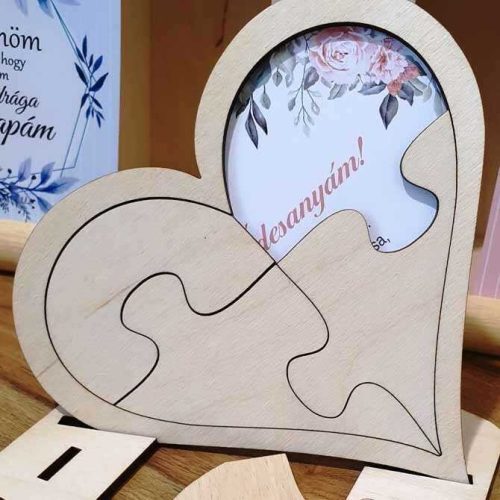 fa Szív puzzle - Köszönöm ÉDESANYÁM! - névvel is kérhető