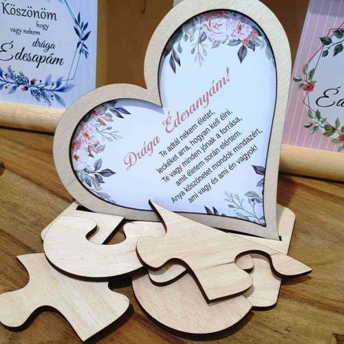 fa Szív puzzle - Köszönöm ÉDESANYÁM! - névvel is kérhető