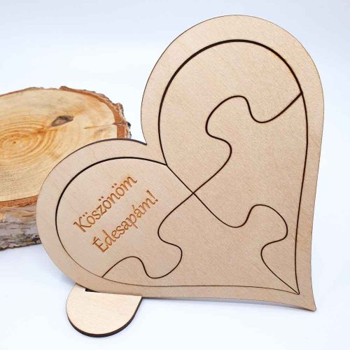 fa Szív puzzle - Köszönöm ÉDESAPÁM! - névvel is kérhető