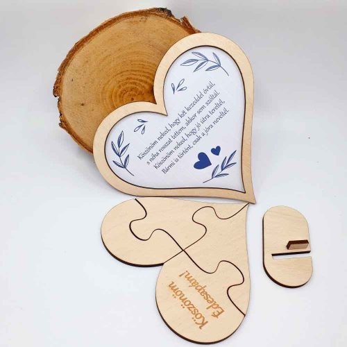 fa Szív puzzle - Köszönöm ÉDESAPÁM! - névvel is kérhető