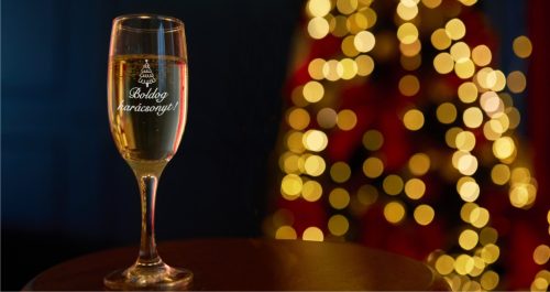 gravírozott üveg Boldog karácsonyt! - pezsgőspohár