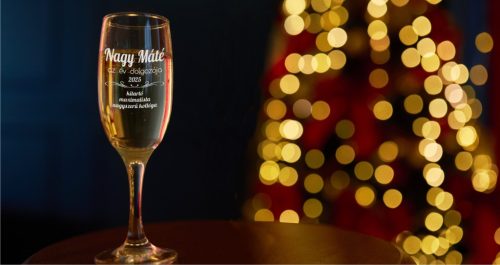 gravírozott üveg Pezsgőspohár egyedi szöveggel