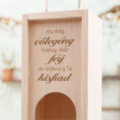gravírozott fa Szülőköszöntő, vőlegény - bortartó doboz