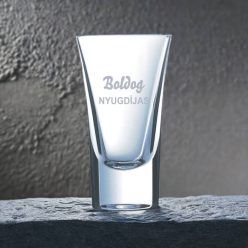 Pálinkás pohár BOLDOG NYUGDÍJAS - névvel is kérhető