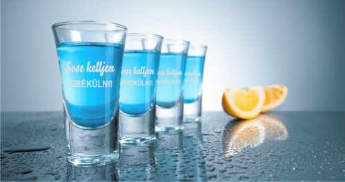 gravírozott üveg Sose kelljen KIBÉKÜLNI! - pálinkás pohár