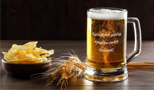gravírozott üveg Söröskorsó egyedi szöveggel