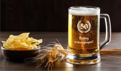 gravírozott üveg Boldog születésnapot! - Söröskorsó