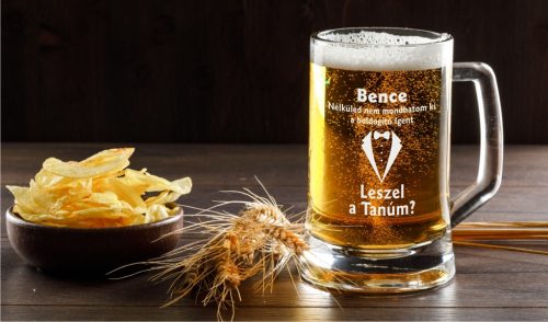 gravírozott üveg Tanú felkérő - Söröskorsó