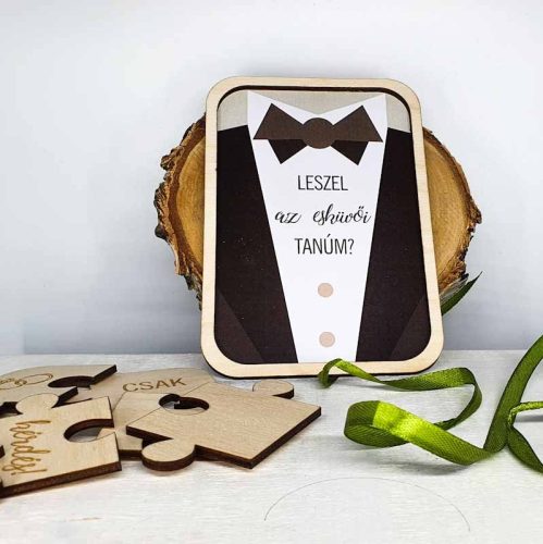 gravírozott fa Tanú felkérő puzzle - Mr