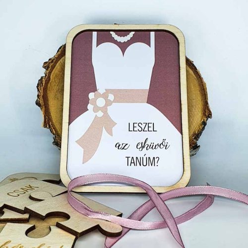 gravírozott fa Tanú felkérő puzzle - Mrs