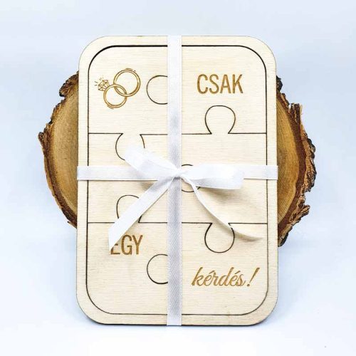 gravírozott fa Koszorúslány felkérő puzzle - leveles