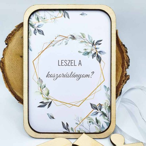 gravírozott fa Koszorúslány felkérő puzzle - leveles