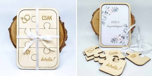 gravírozott fa Koszorúslány felkérő puzzle - eukaliptusz