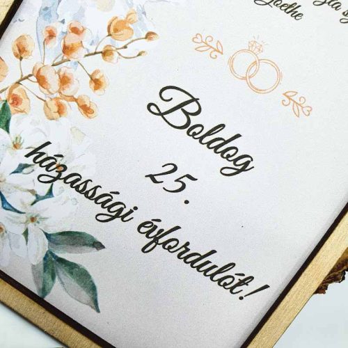 gravírozott fa Boldog Házassági Évfordulót puzzle - választható évszámmal