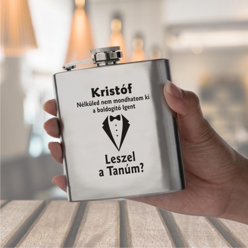 gravírozott fém Tanú felkérő - fém flaska