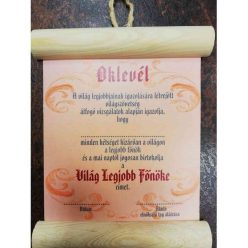 Elismerő oklevél: Legjobb Főnök részére