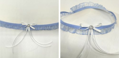 Harisnyakötő Kék Csipke - Fehér Masnival És Dísszel