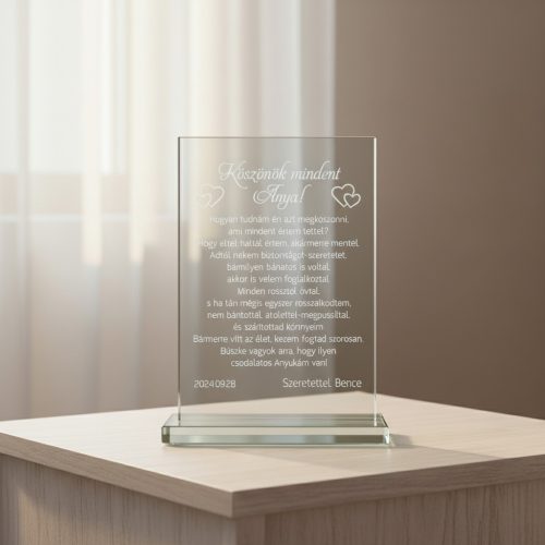 gravírozott üveg Üvegplakett ajándék - Anyának