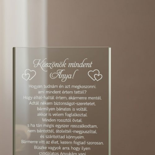 gravírozott üveg Üvegplakett ajándék - Anyának