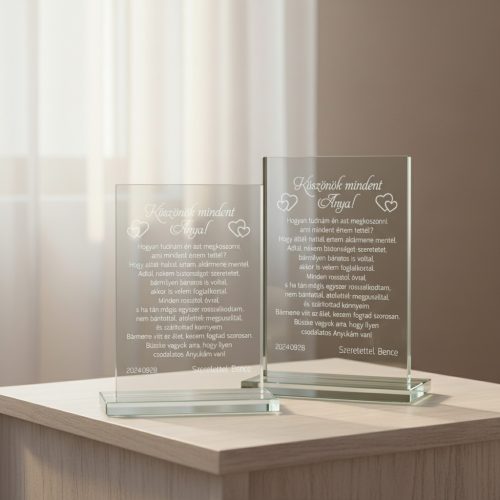 gravírozott üveg Üvegplakett ajándék - Anyának