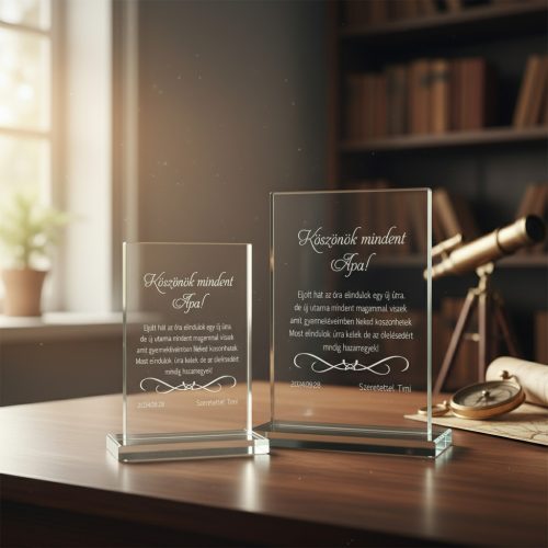 gravírozott üveg Üvegplakett ajándék - Apának
