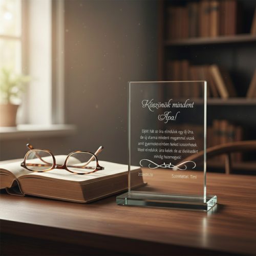 gravírozott üveg Üvegplakett ajándék - Apának