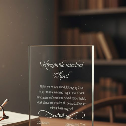 gravírozott üveg Üvegplakett ajándék - Apának