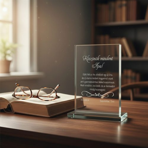 gravírozott üveg Üvegplakett ajándék - Apának