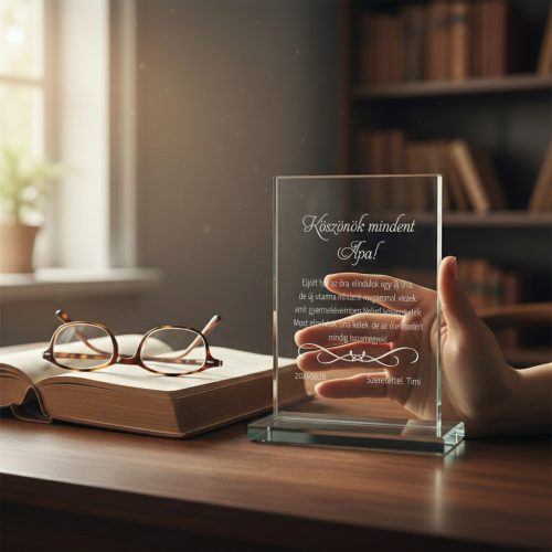 gravírozott üveg Üvegplakett ajándék - Apának