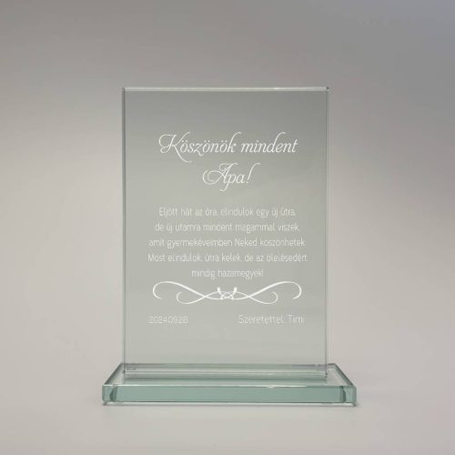 gravírozott üveg Üvegplakett ajándék - Apának