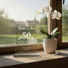 gravírozott üveg Üvegplakett aranylakodalomra - 50. házassági évfordulóra