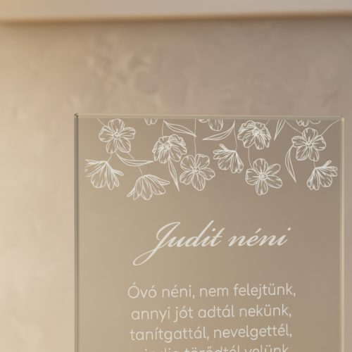 gravírozott üveg Üvegplakett ajándék - Óvónéninek