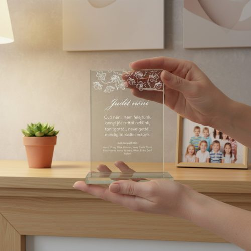 gravírozott üveg Üvegplakett ajándék - Óvónéninek
