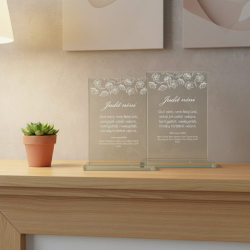 gravírozott üveg Üvegplakett ajándék - Óvónéninek