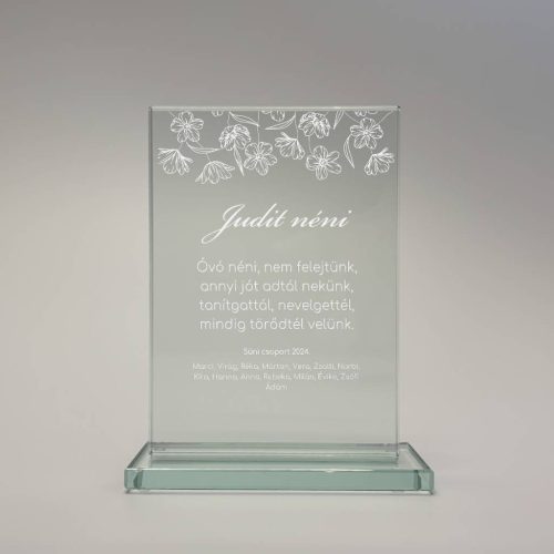 gravírozott üveg Üvegplakett ajándék - Óvónéninek