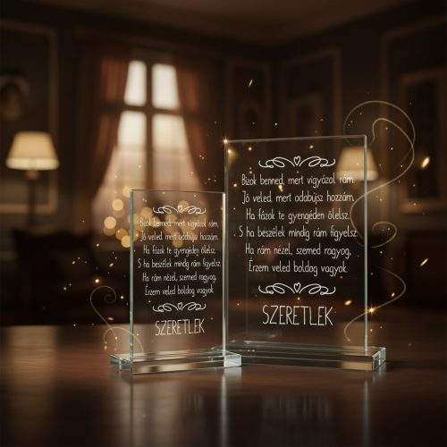 gravírozott üveg Üvegplakett ajándék - Szerelmeseknek