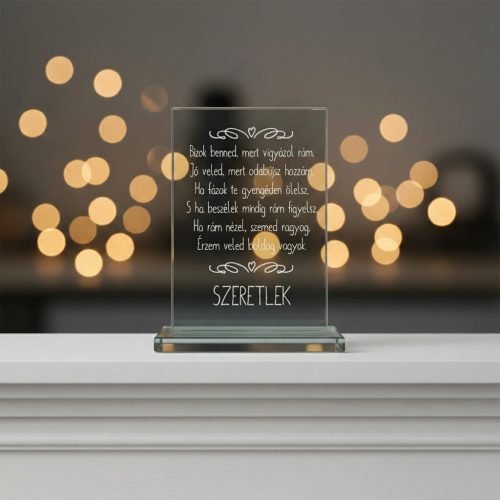 gravírozott üveg Üvegplakett ajándék - Szerelmeseknek
