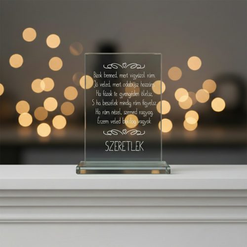 gravírozott üveg Üvegplakett ajándék - Szerelmeseknek