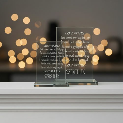 gravírozott üveg Üvegplakett ajándék - Szerelmeseknek