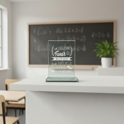 gravírozott üveg Üvegplakett ajándék - Tanárnak (A)