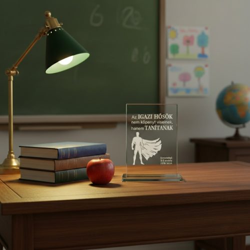 gravírozott üveg Üvegplakett ajándék - Tanárnak (B)