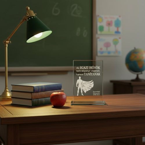 gravírozott üveg Üvegplakett ajándék - Tanárnak (B)