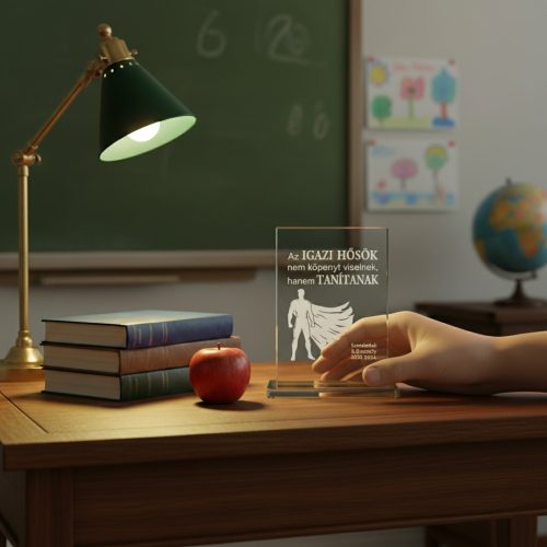 gravírozott üveg Üvegplakett ajándék - Tanárnak (B)