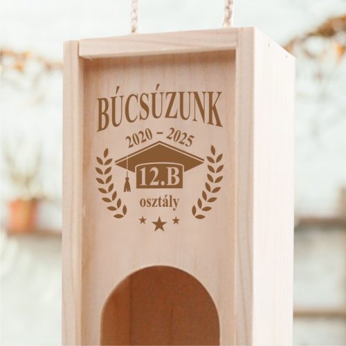 gravírozott fa Ballagásra Búcsúzunk - bortartó doboz