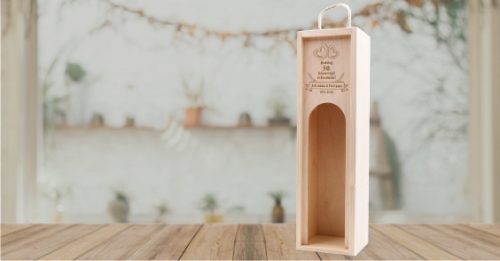 gravírozott fa Házassági évfordulóra neves - bortartó doboz